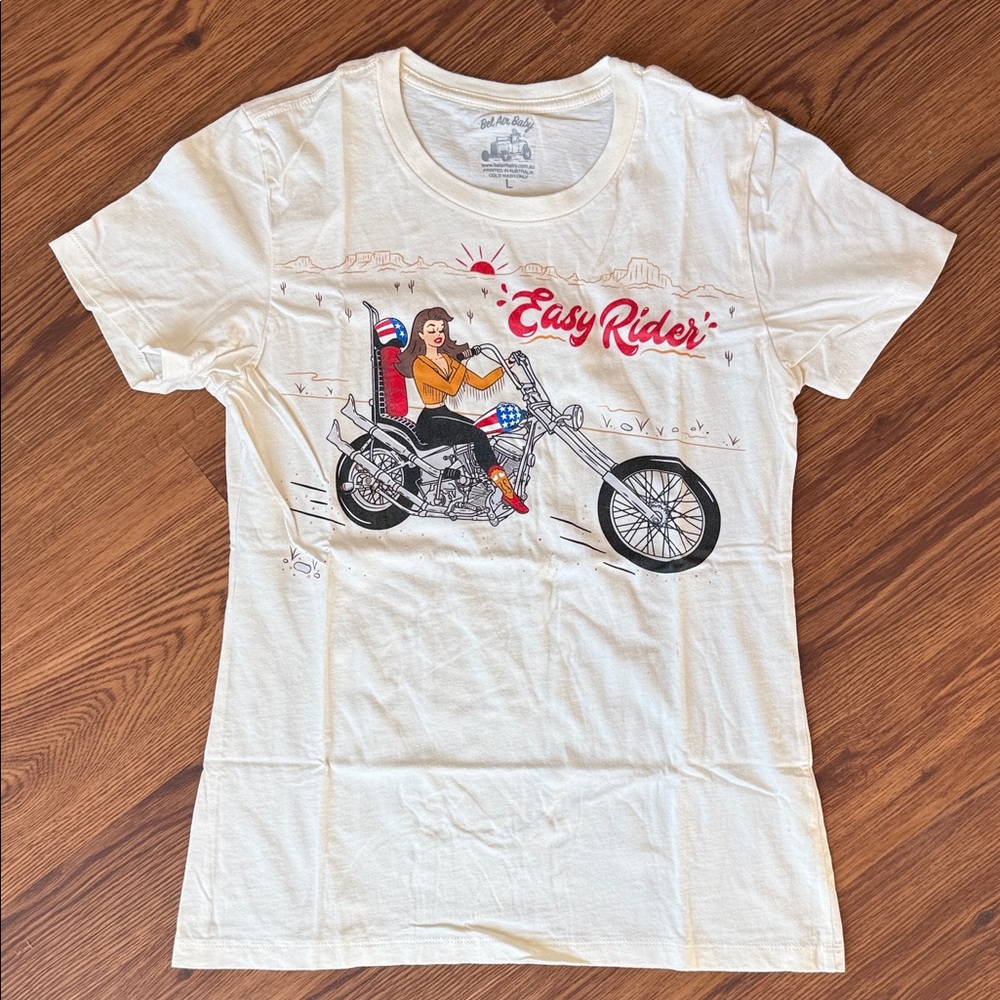 Bel Air Baby Easy Rider Pinup Cowgirl Tee Sz. Large